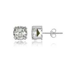 8mm Round Clear Crystal Solitaire Sterling Silver Small Stud Earrings