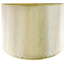 18 x 11.5 inch French Crafted Faux Silk Fabric Linen Drum Lamp Shade Cream