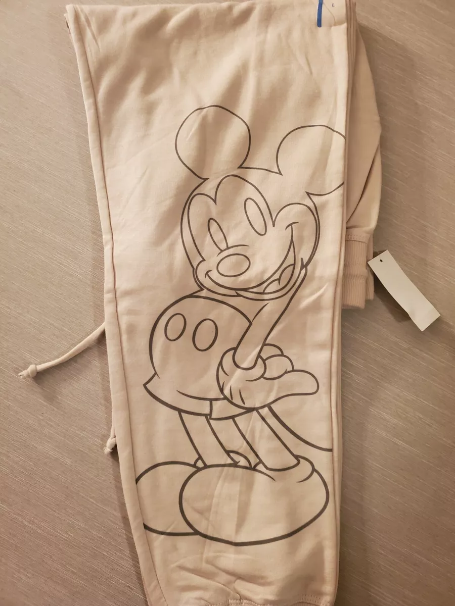 Disney Mickey Mouse Women's Size Jogger Sweat Pants Oatmeal