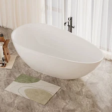 59" Bathroom Freestanding Stone Resin Bathtub Solid Surface Soaking Bath Tub