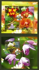 Maldives Sc# 3247 & 3257, Flowers- Orchids, VF MNH Sheet of 4 + S/S, SCV: $19.50