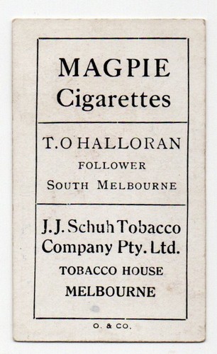 1922 J J Schuh Magpies Cigarettes SOUTH MELBOURNE - Tom O'HALLORAN - Picture 2 of 2
