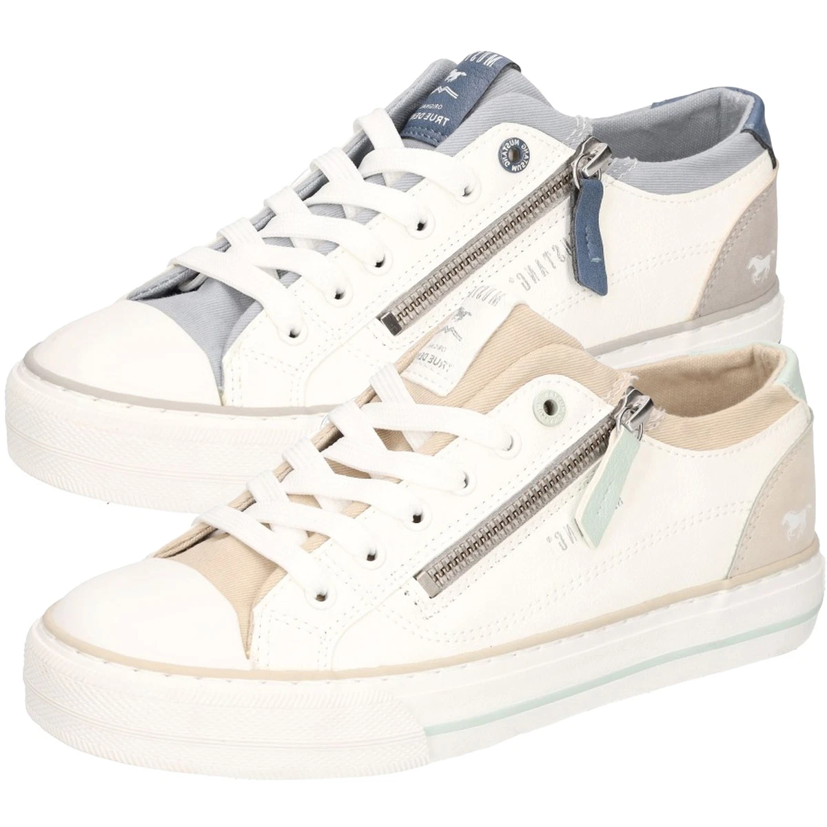 MUSTAIN 1347-505 - Sneaker Donna Moda Con Plateau E Rivetti - Colore Combinato - Chiusura Con Lacci E Cerniera Laterale - Tomaia Sintetica E Tessile - 3