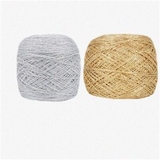 ShimmerCraft 50g Silver Gold Lurex Glitter Yarn - Metallic Crochet Thread for