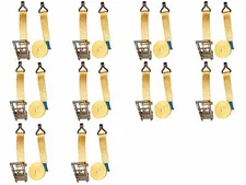 2" X 27' Ratchet Tie Down with Finger Wire J Hook for Trailer Cargo (10 Pack)