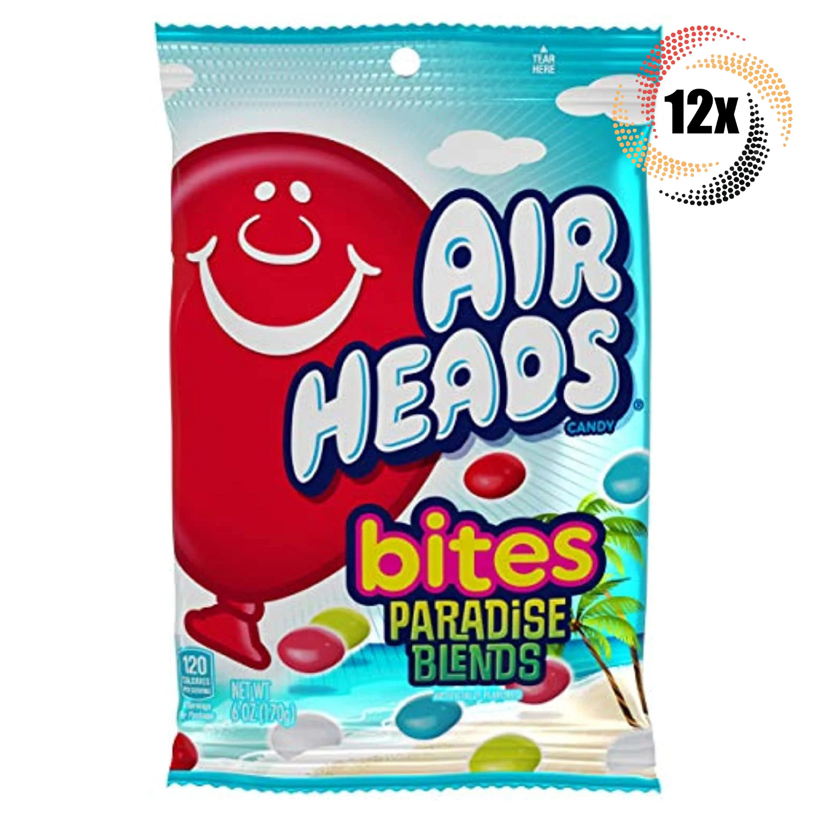 12 пакетиков Airheads Paradise Blends Ассорти ароматизированных конфет Bite Size Bites Candy 6 унций 9590₽