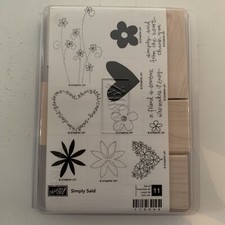 NEW Stampin Up Simply Said Set of 10 Stamps Hearts Flowers Friend Retired