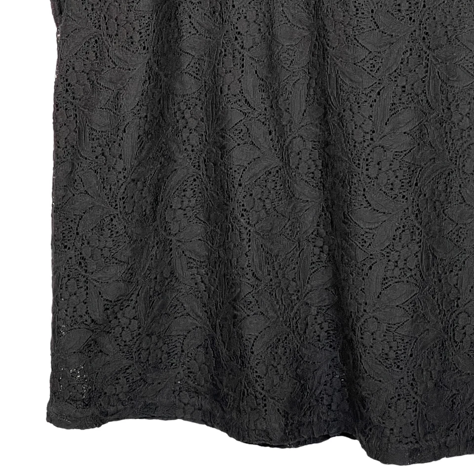 Блузка женская Chaps размер 2X черная вязаная крючком круглый вырез короткий рукав с подкладкой карьерная - Изображение 3 из 4