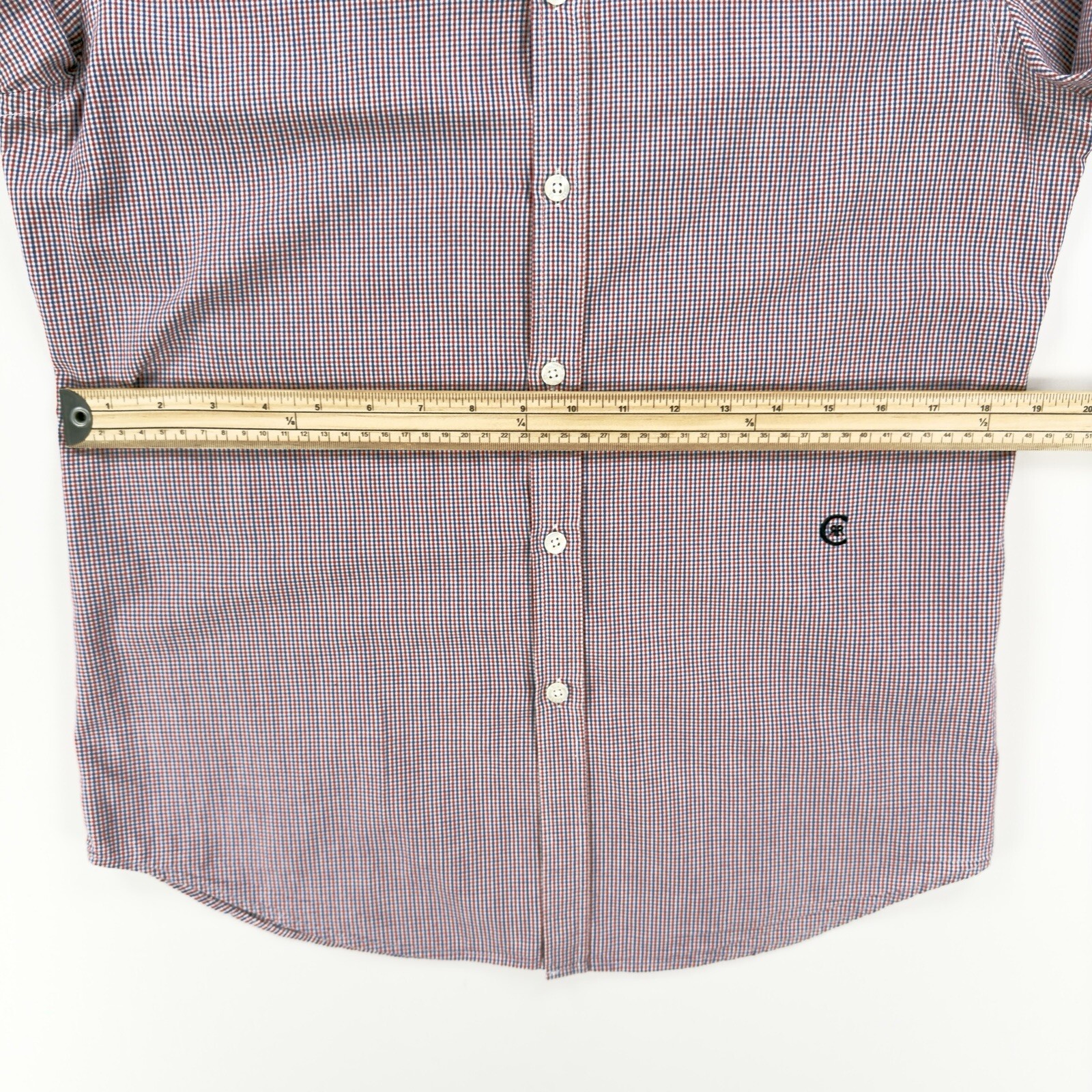 CERRUTI 1881 Check Shirt M Medium Blue and Red Check Slim Fit image 9