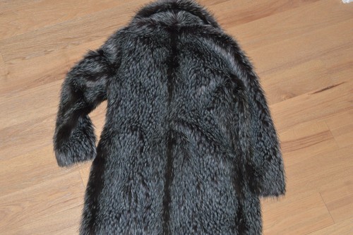 New BOSTON PROPER Faux Fur Coat Size Large Black Gray Jacket - Picture 5 of 11