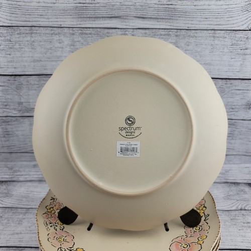 New Spectrum Designz Floral Beige Cream Bunny10.5" Dinner Plates Set of 6 - 第 2/3 張圖片