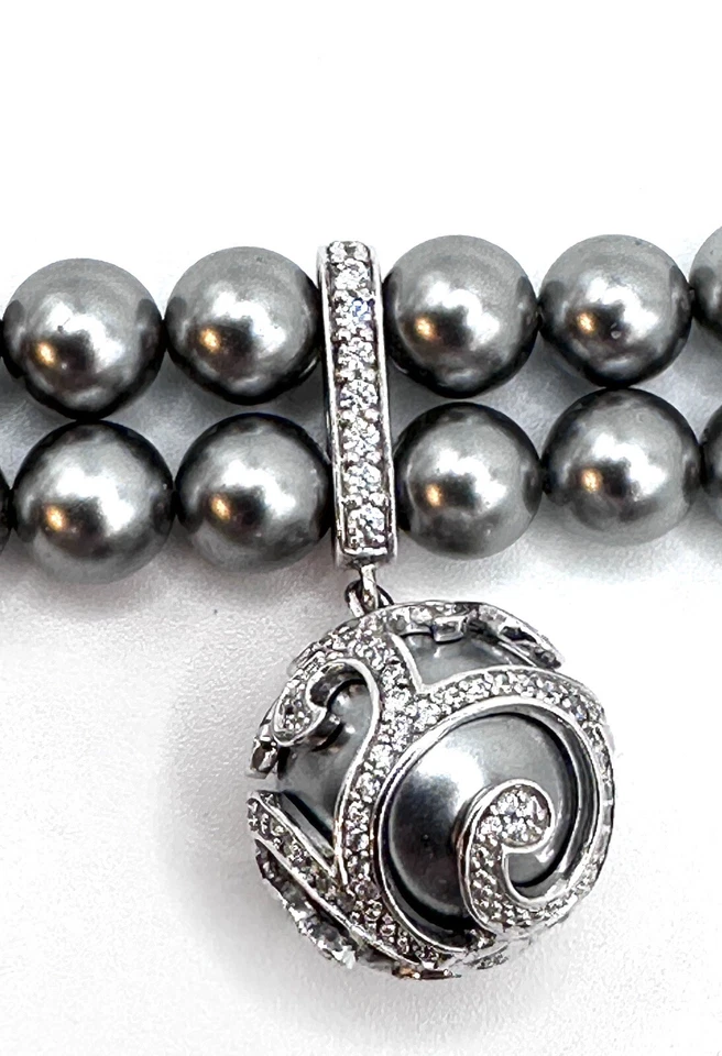 Pulsera Belle E’toile 925 Beauty Bound gris concha de mar perla y piedra blanca Foto 3 de 4