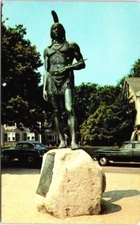 Postcard Statue of Massasoit, Protector of the Pilgrims, Plymouth Massachusetts