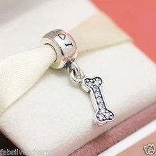 Authentic Pandora I Love My Dog, Bone Dangle Puppy Charm 791263CZ Bracelet Bead
