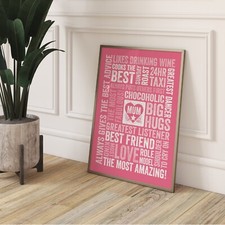 Image of Mothers Day Gift Personalised Word Art Print or Frame Birthday Best Mum Details