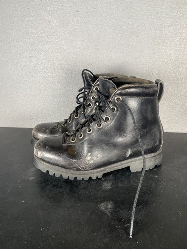 VTG Italian Leather Hiking Boots Black Vibram Pivetta Mens Size 5.5 - Picture 5 of 14