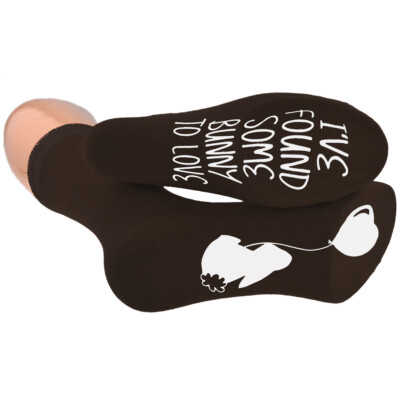 Braune Herrensocken Some Bunny To Love Design UK-Größe 5 12   N1074