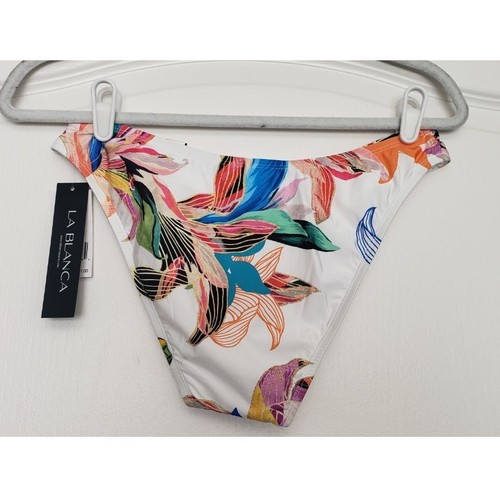 La Blanca Paradise City Scoop Bikini Bottom Size 10 Tropical Floral Beach Resort - Picture 4 of 7