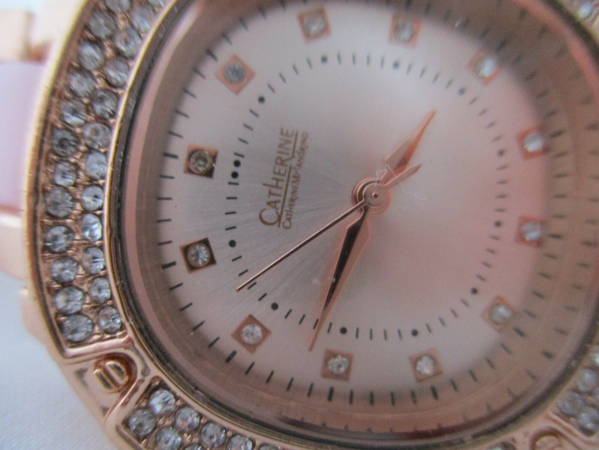 Catherine Malandrino Gold Toned Pink Analog Watch 
