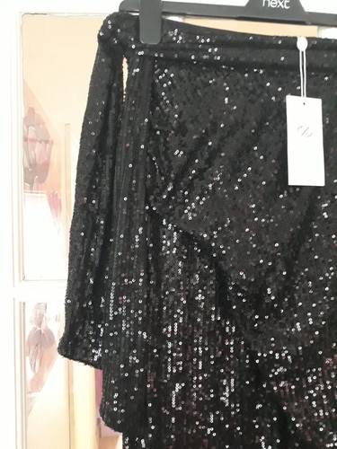 Ladies Marc Angelo Black Sequined Wrap Skirt Size 10 RRP £70 Party Night Out - Picture 2 of 9
