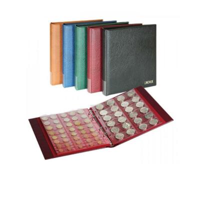 Lindner-1400M-W-Coin Album-RONDO-REGULAR-Red-+-5-Sleeves-MIX-+Red-ZWL