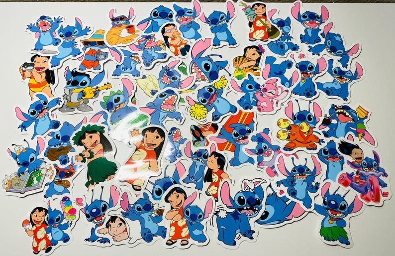 10 Disney Lilo & Stitch Waterproof Stickers for Laptop Cup Random Designs