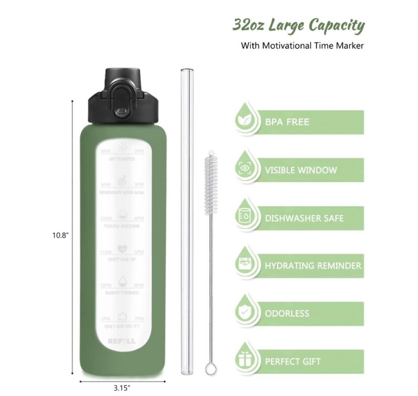 S With Straw, Time Marker, Motivational 1 Liter
