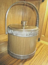 Vintage Atapco Ice Bucket Faux Wood (Mid-Century Modern) Retro Barware USA 527  