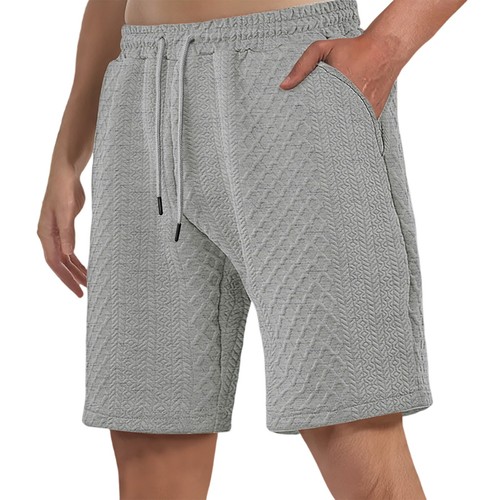 Pantaloncini uomo casual tinta unita retrò larghi e texture sport e casual spiaggia - Foto 6 di 33