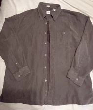 Geoffrey Beene Micro Suede Dress Shirt size XL Gray/olive