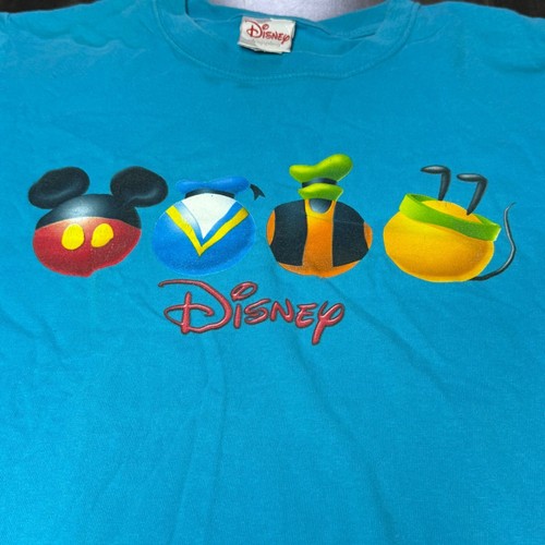 Disney Characters Graphic Tee Aqua Blue Short Sleeve T-Shirt Small - Picture 2 of 4