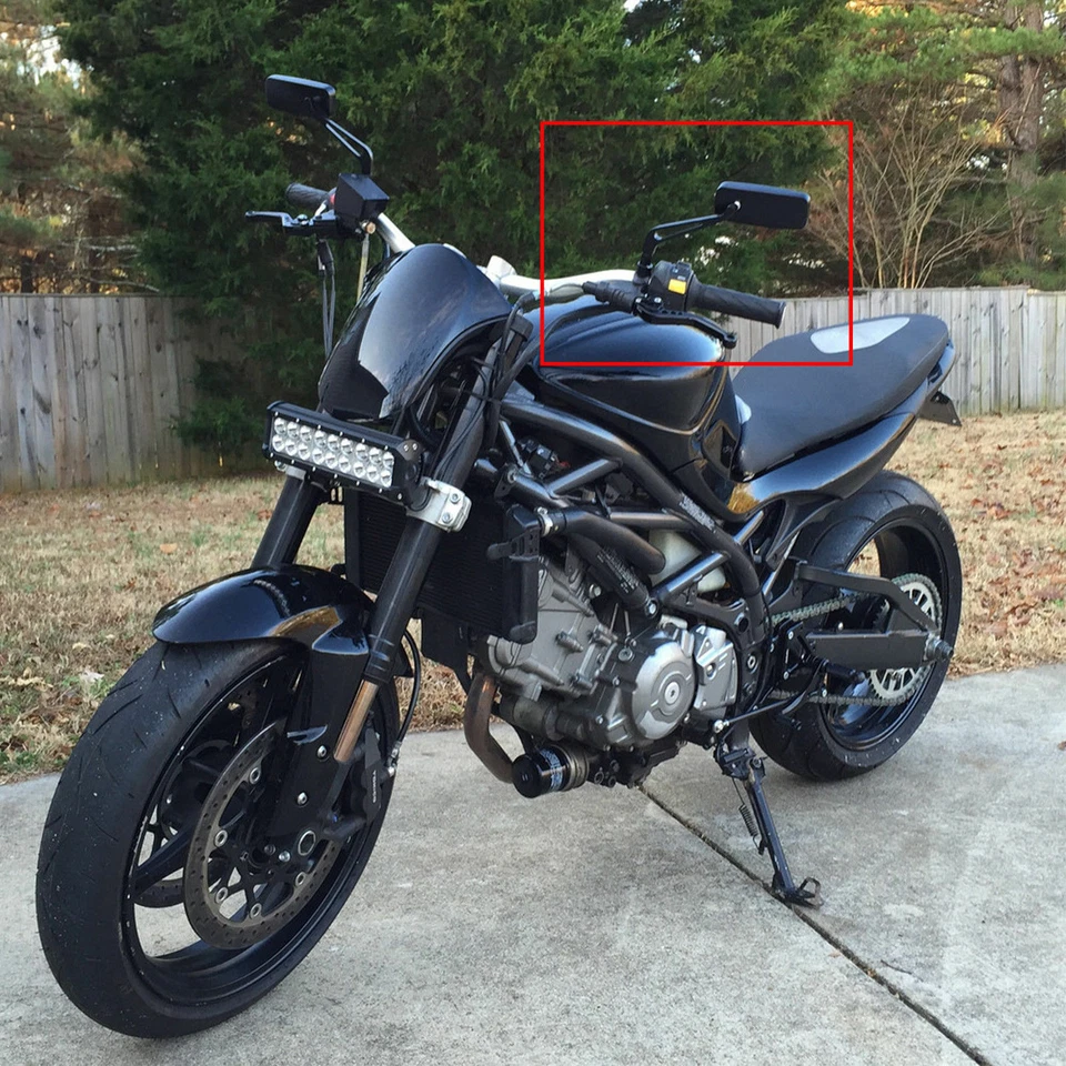 Espejos retrovisores rectangulares de aluminio negro 8 mm 10 mm para moto Kawasaki Honda Foto 2 de 4