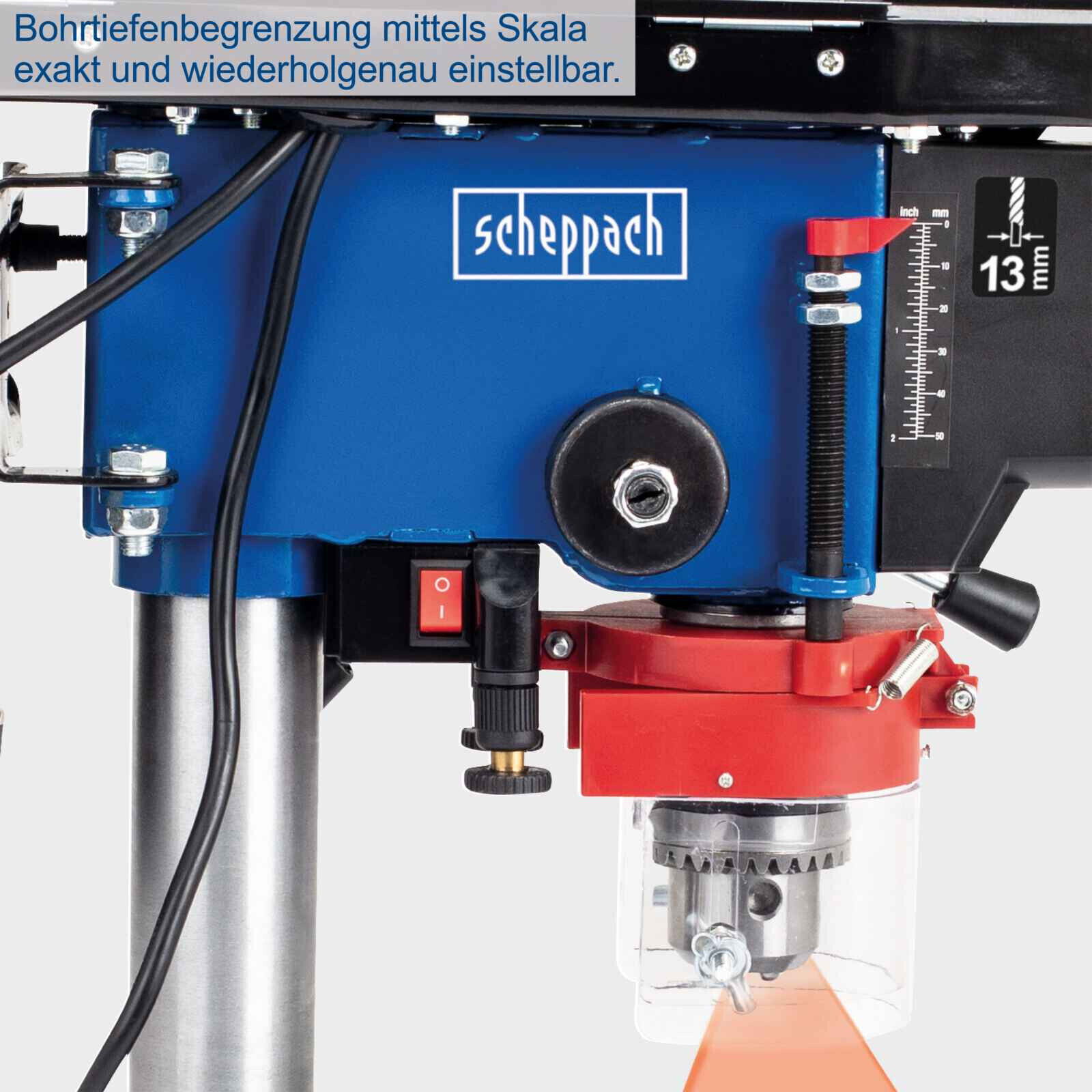 Scheppach Bohrmaschine DP16VLS Standbohrmaschine inkl. Laser Schraubstock 500W
