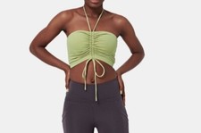 Halara Medium Support Halter Drawstring Ruched Workout Sports Bra NEW WTITH TAGS