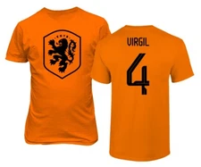 Netherlands Soccer #4 Virgil Van Dijk World Football Adult and Youth T-Shirt