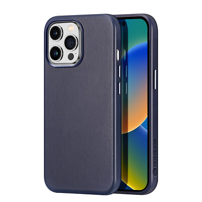 DUX DUCIS Naples Leder Back Case Hülle für Apple iPhone 14 Pro Max - Blau