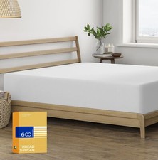 100 Egyptian Cotton Fitted Sheet Twin Size - 600 Thread Count 16" Deep Pocke...