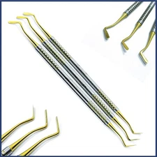 Dental Flat Plastic Composite Filling Instruments Titanium Coated Tips Set of 3