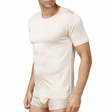 2026 T Shirt Pure Silk Knit Men's Shirt Round Neck Short Sleeves Solid Us S M L