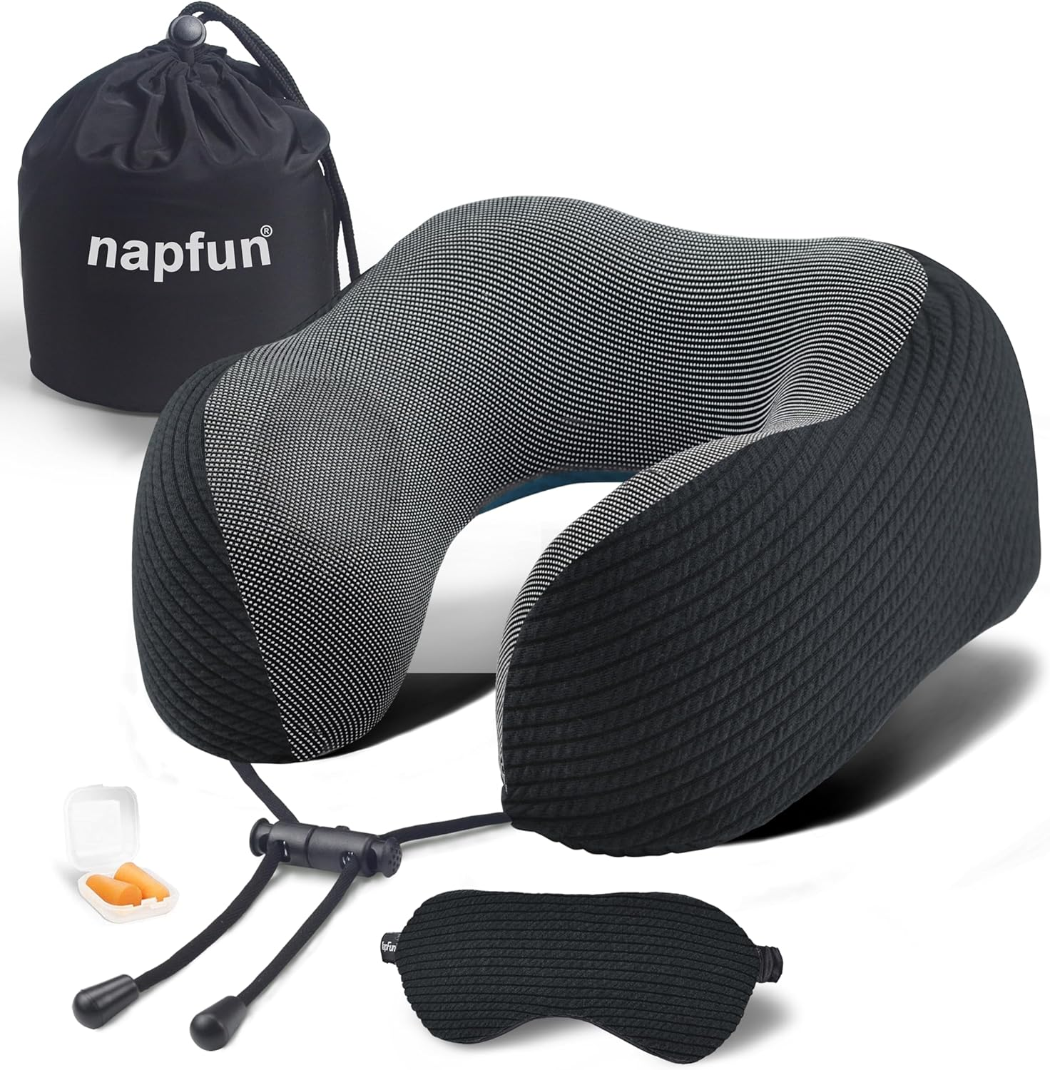 Upgraded 100% Pure Memory Foam Travel Neck Pillow for Airplanes