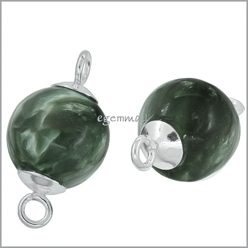 Sterling Silver Green Seraphinite Round Bead Connector 10mm 1pc #51879 - Picture 1 of 1