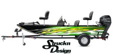 Retro Green Yellow Black Fade Tech Vinyl Graphic Decal Kit Fish Boat Wrap USA