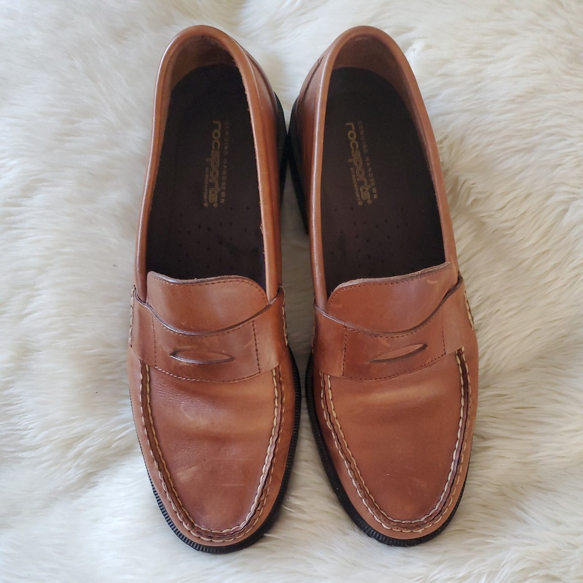 Rockport Genuine Handsewn Rocsports Light Brown Loafer Shoes 