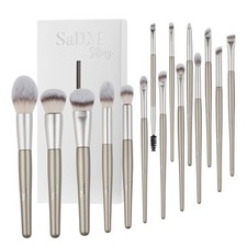 15 Pcs Makeup Brushes Set Vegan Foundation Concealers Blush Eyeshadow Eyeline...