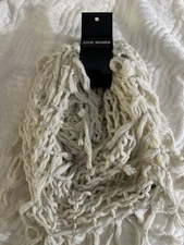 STEVE MADDEN Infinity Scarf Ivory Beige Cream Off-white Sparkle Knit Fringe NWT
