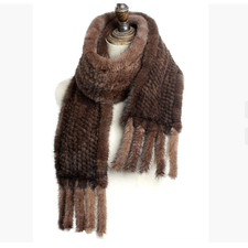 100 mink fur woven fur large scarf, long mink fur scarf 150 14cm