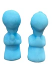 Vintage Baby Blue Satin Glass Fenton Boy & Girl Praying Kneeling Figurines