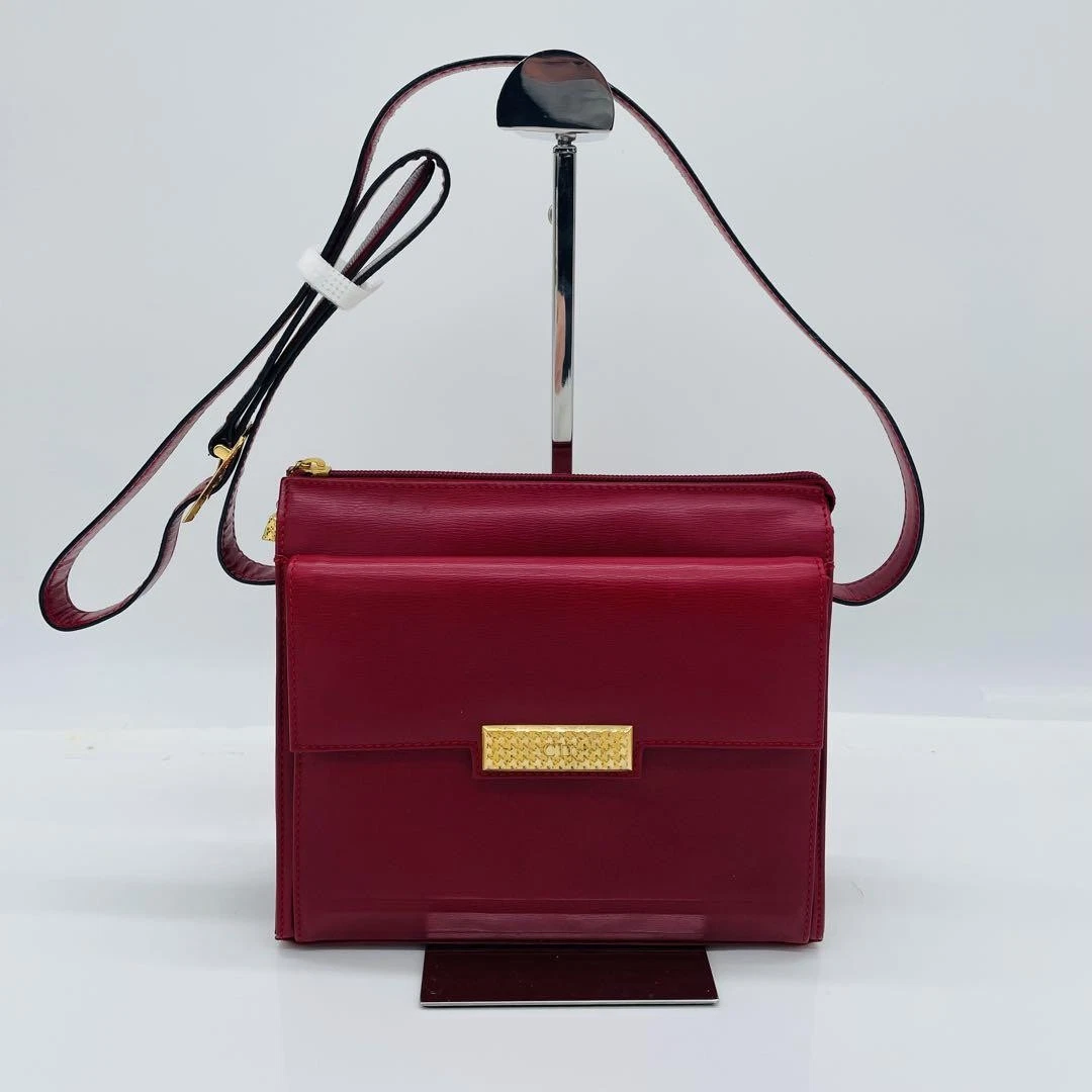 Sac à bandoulière carré Christian Dior rouge 9 pouces