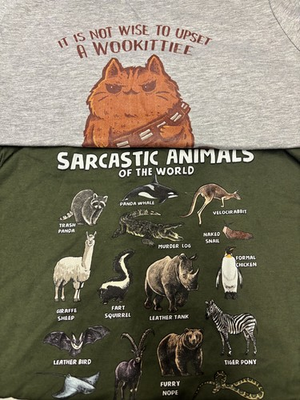#ad Two Woot Women#x27;s M Shirts Mew Bacca and Sarcastic Animals $20.00