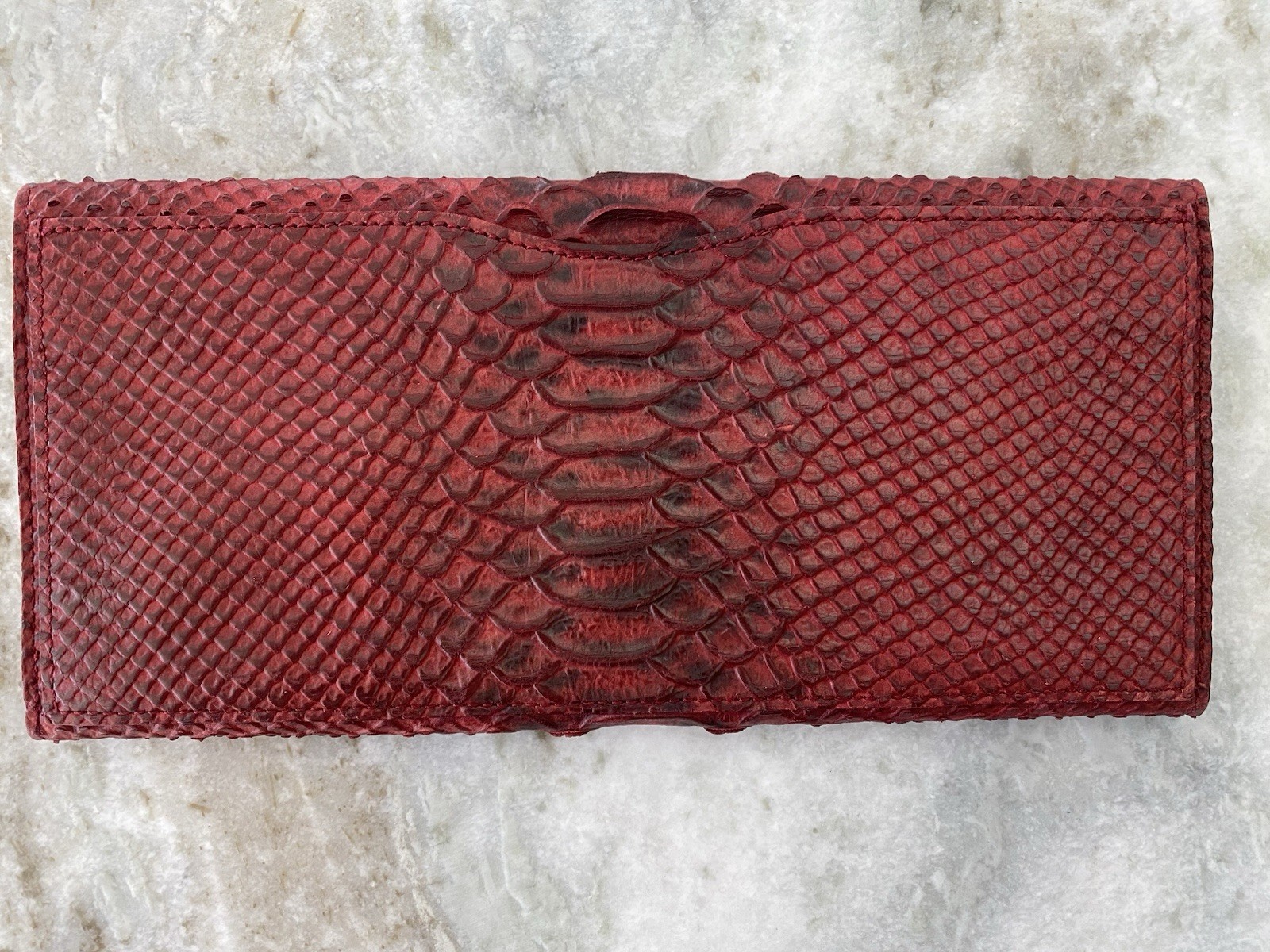 ABAS Red Reptile Python Embossed Genuine Leather … - image 2